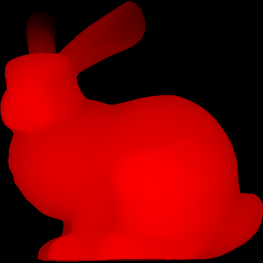 Task 5: Bunny with zbuffering where closeness to the camera is mapped to the color red
